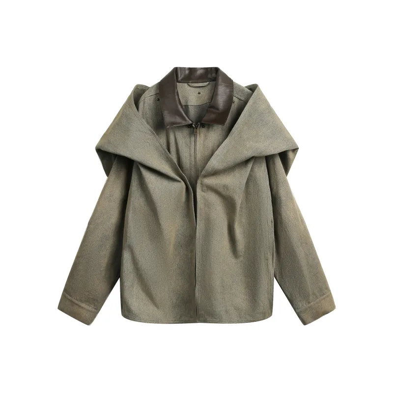 JIKOO Denim Jacket Women's Distressed Color-0