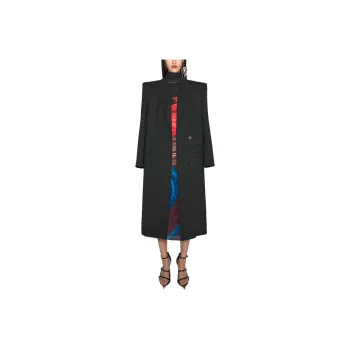 Mugler SS25 Black Double breasted Wool Coat Women's Black