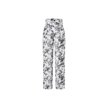MO&CO Casual Pants Women's White With Black Floral