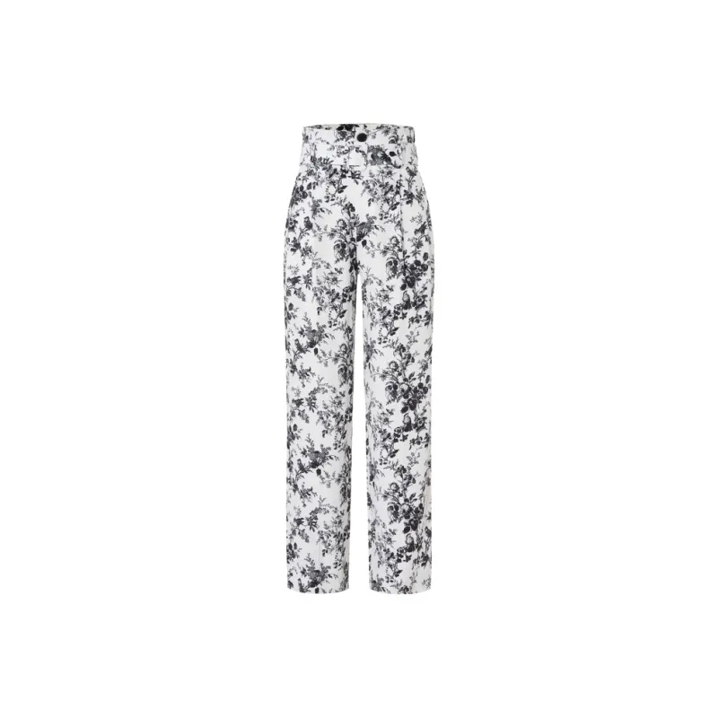 MO&CO Casual Pants Women's White With Black Floral-0