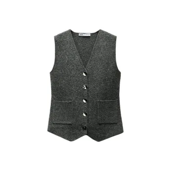 ZARA Vests Women's Light Gray