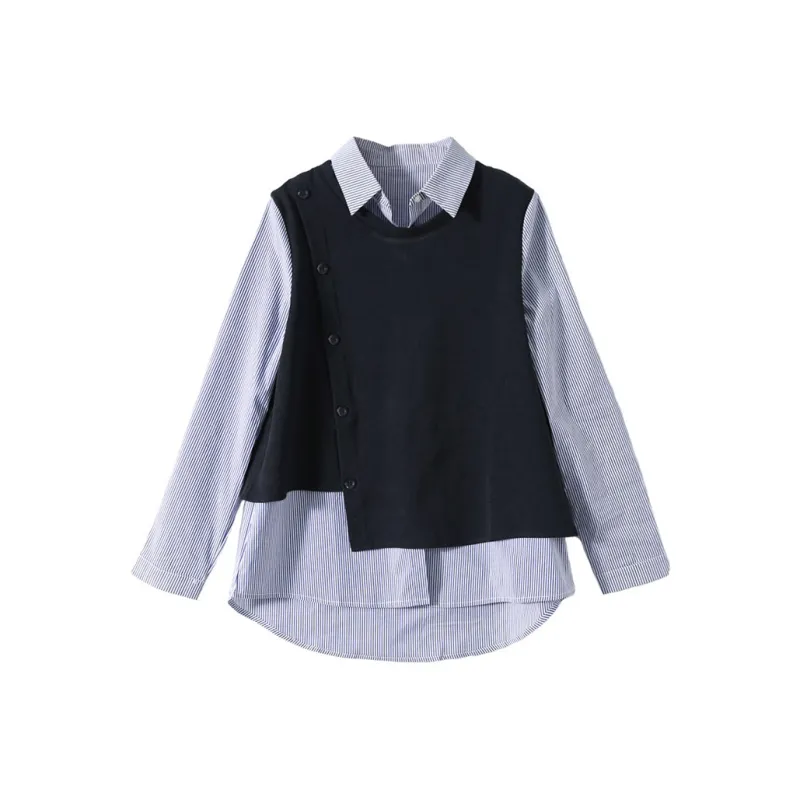 XIANSINIAO Shirts Women's Navy Blue-4