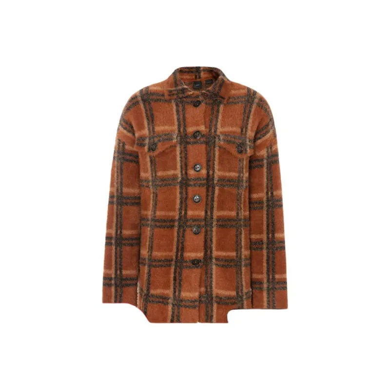 PINKO Velvet-feel Coat Women's Brown-0