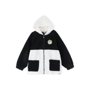 B.Duck Velvet feel Coat Women's Black White