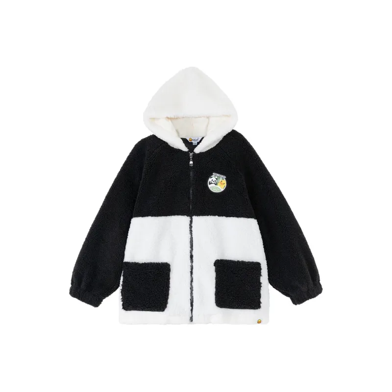 B.Duck Velvet feel Coat Women's Black White-0
