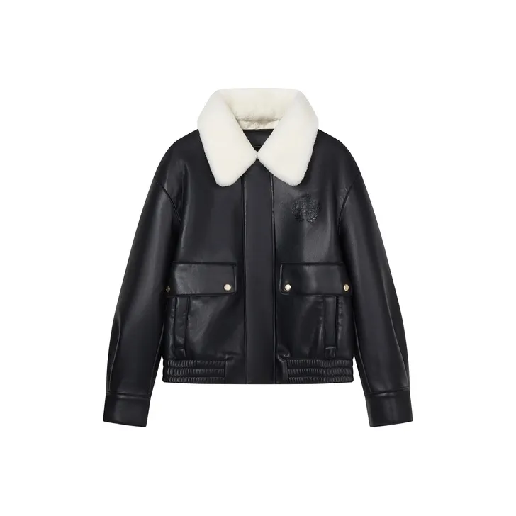 Teenie Weenie Leather Jacket Women's Black-0
