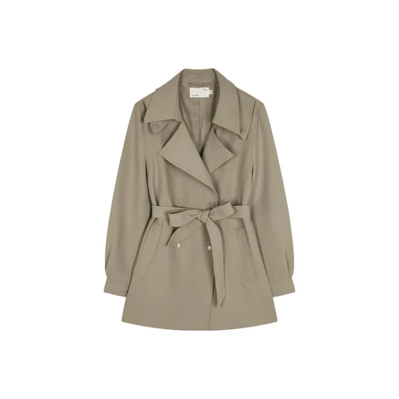 IHIMI Trench Coat Women's Green Khaki-0