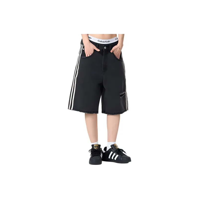 BENGEN Denim Shorts Unisex Black-0