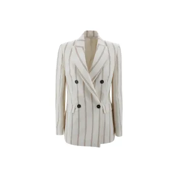 Brunello Cucinelli Double Breasted Striped Blazer