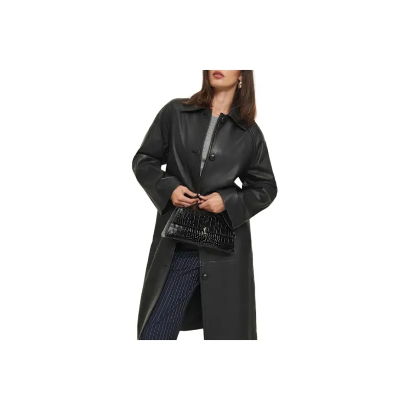 REFORMATION Leather Jacket Women's Black-0