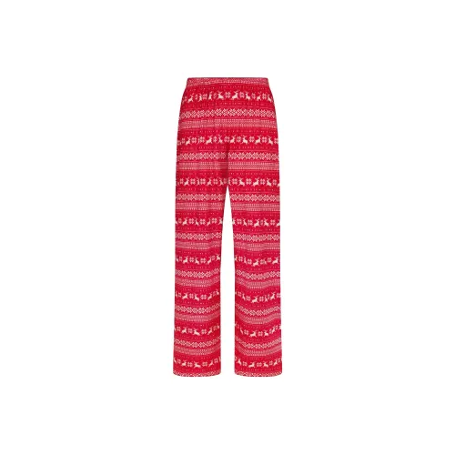SKIMS Fake Day Collection FW24 LOGO PLUSH POINTELLE PANT Casual Pants Women's RED DEER FAIR ISLE