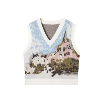 DIALOGUE x · CLAUDE MONET Vest Women's Architecture Jacquard