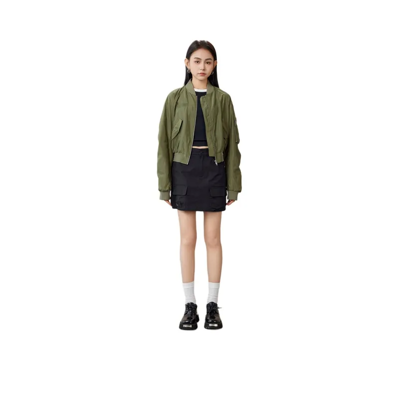 A21 Baseball Jacket Women's Olive Green-0