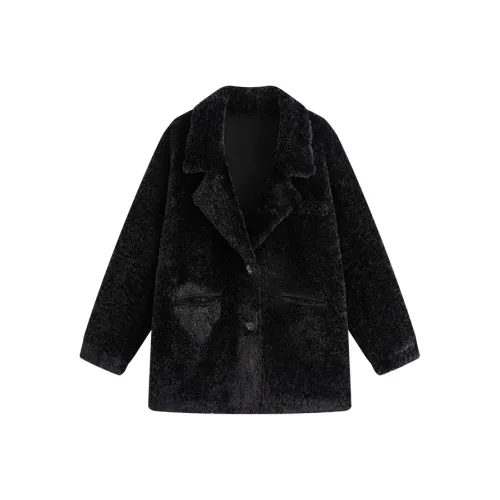 KING PRINCE Velvet-feel Coat Women's Black