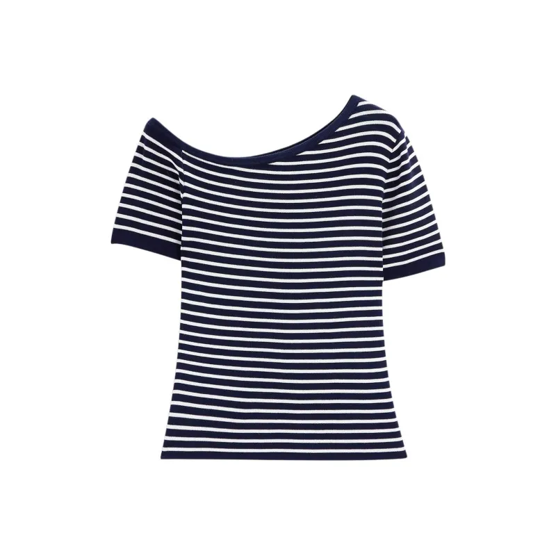 Love to serve Knitwear Women's Blue White Stripes-0