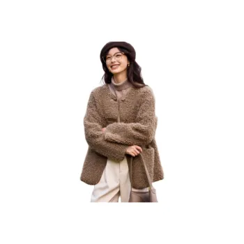 Mo Han Yi Mei Velvet feel Coat Women's Mocha