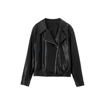 FANQIN Leather Jackets Women's Black