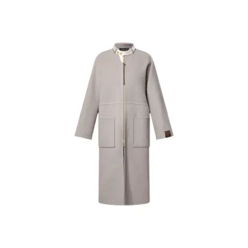 LOUIS VUITTON Leather Collar Double Face Coat
