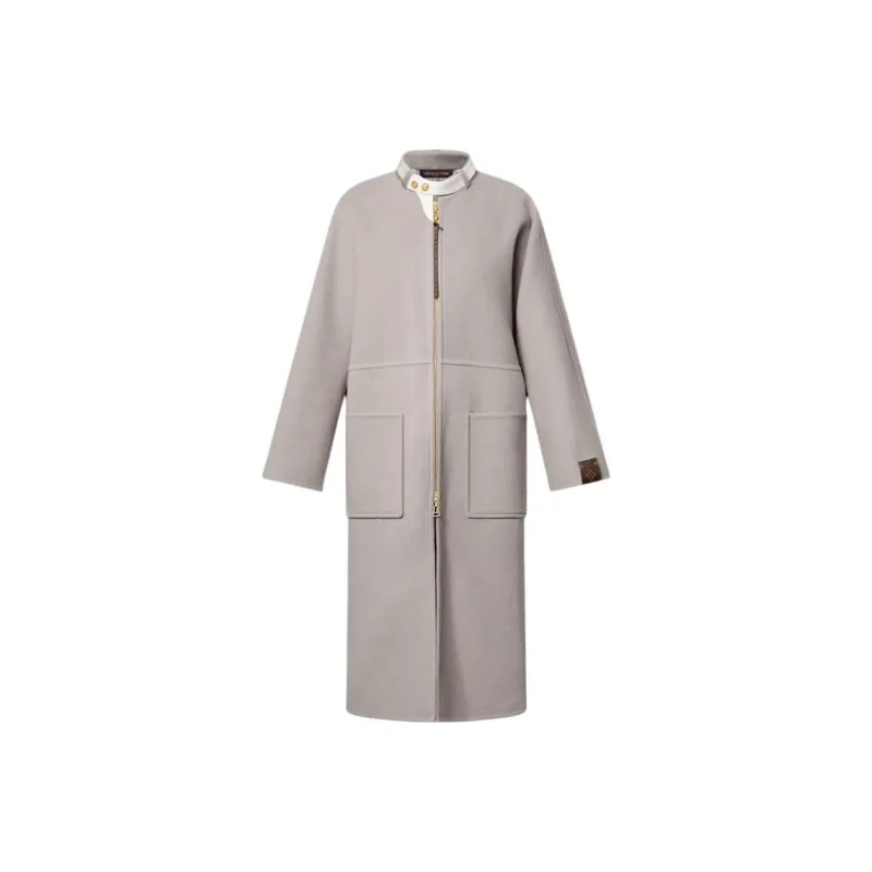 LOUIS VUITTON Leather Collar Double Face Coat-0