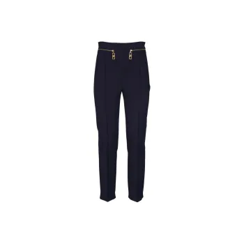 Elisabetta Franchi Straight Leg Zip Detailed Crepe Trousers