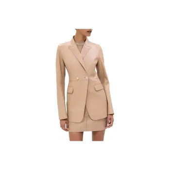 HERMES Leather Jacket Women's Camel