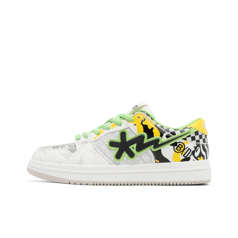 B.Duck Summer Travis Scott X AJ1 Lightning Collection Skateboard Shoes Unisex Low Top Candy/White Black/Apple Green-14