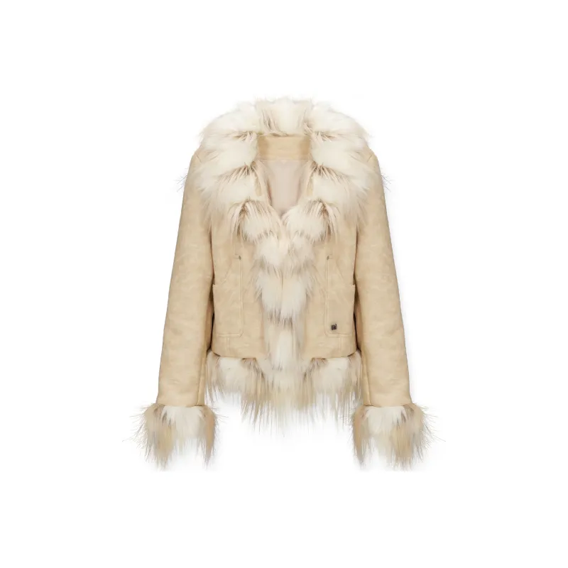 NAWS Velvet feel Coat Women's Khaki Beige-0