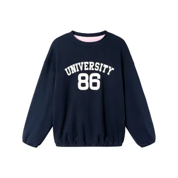 Ouyang Sweatshirt Women's Navy Blue With Pink Contrast