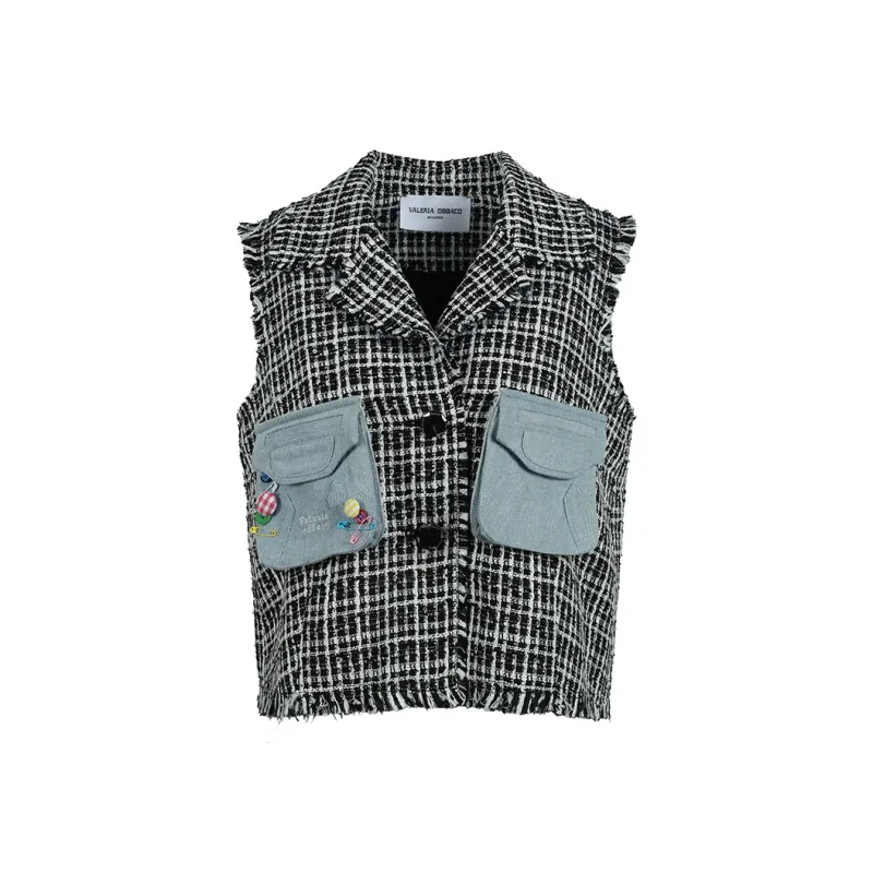 Valeria Obbaco Vests Women's Black White-0