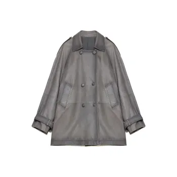 FIRELADY FUR Leather Jacket Women's Lead Gray
