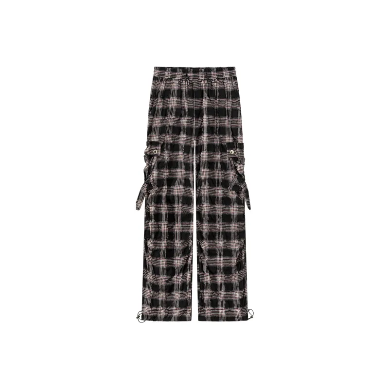 CHUU Casual Pants Women's Black Plaid-0