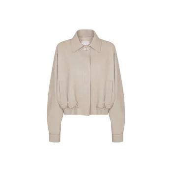 FENDI Leather Jacket Women's Gray