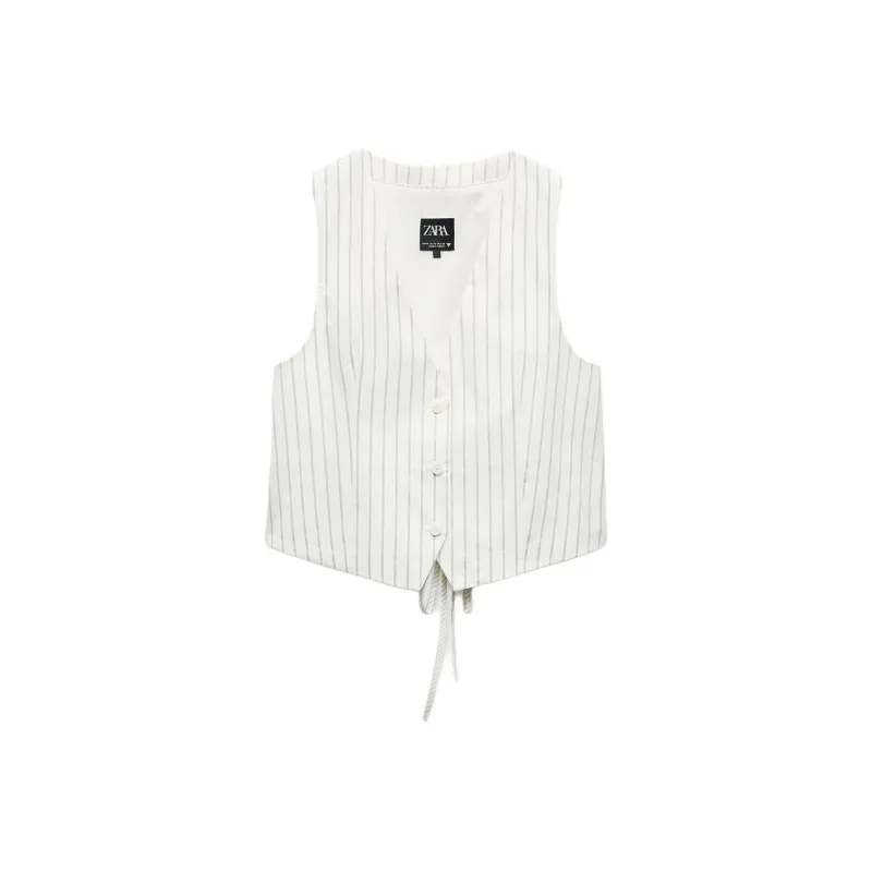ZARA Vests Women's White/Black-0