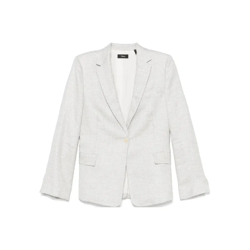 THEORY Houndstooth Pattern Single Breasted Blazer-0