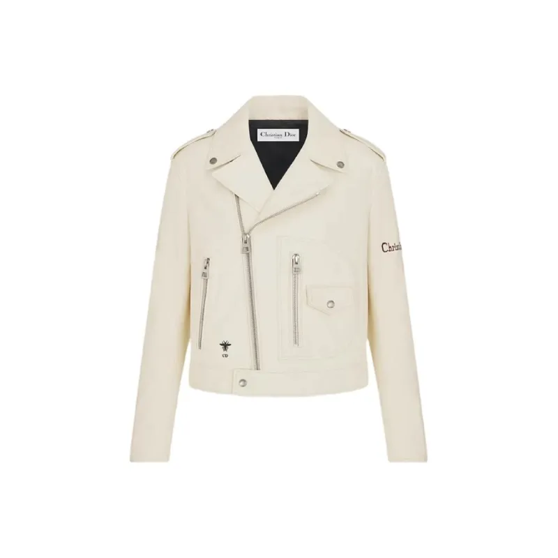 DIOR Leather Jacket Women's Beige-0