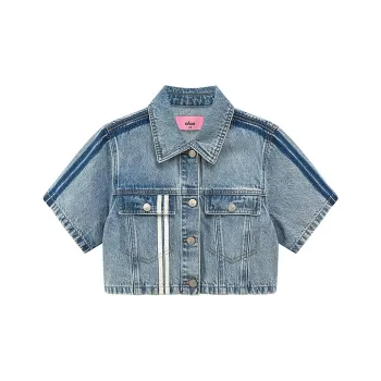 CHUU Cropped Coat Women's Medium Denim Blue