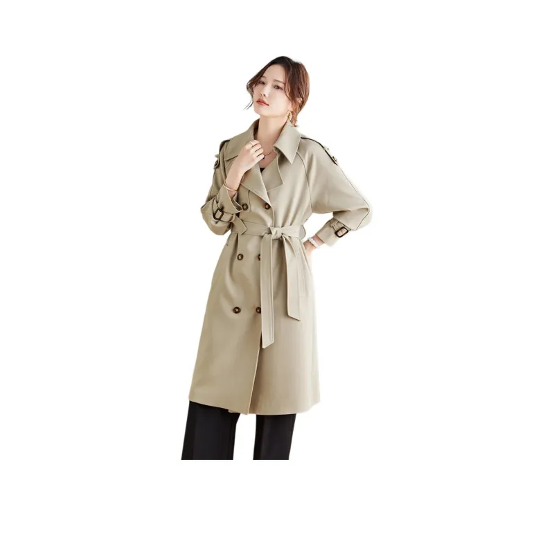 TERRE BLEUE Trench Coat Women's Khaki-0
