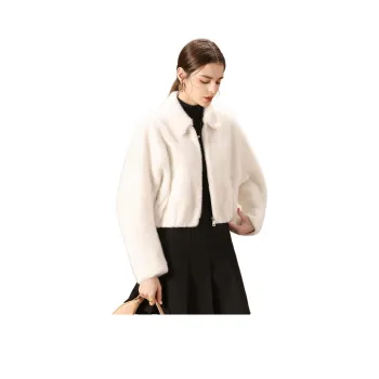 FENHONGMALI Velvet feel Coat Women's White