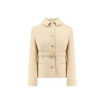 Valentino Logo Plaque Button Up Jacket