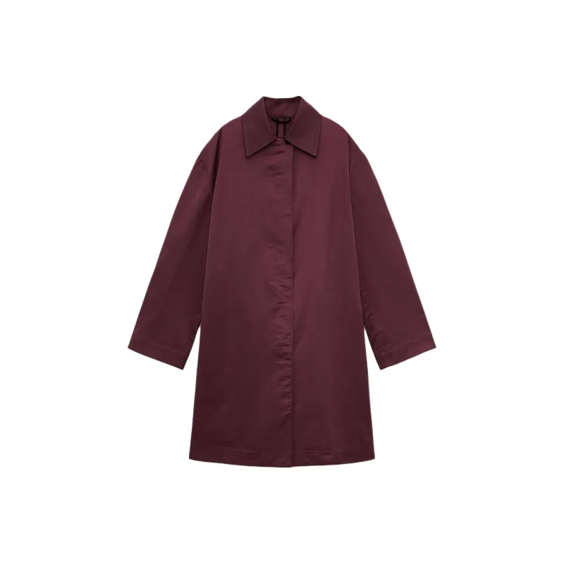 ZARA ZW Series Trench Coat Women's Burgundy Red-0