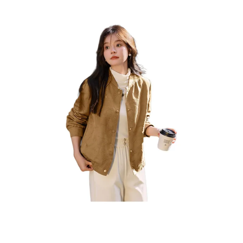 Mo Han Yi Mei Baseball Jacket Women's Green Coffee Color-0