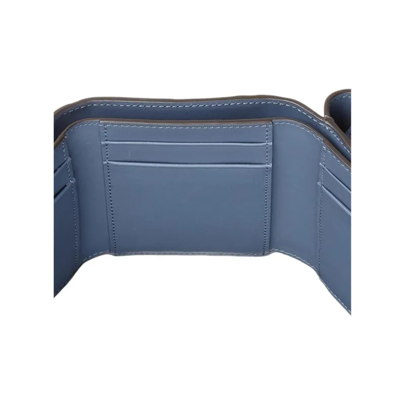 FENDI FF Diamonds Series Calfskin Wallet Medium Size Women's Blue-4