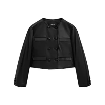 Massimo Dutti Leather Jacket Women's Black