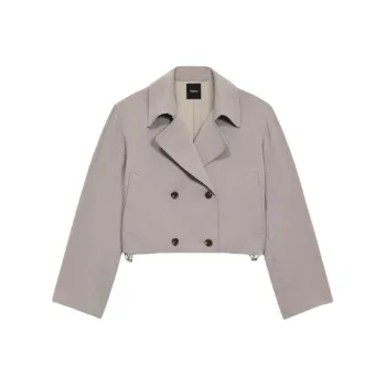 THEORY Admiral Crepe Double-Breasted Crop Trench Coat