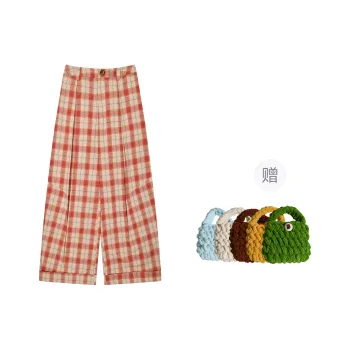 Madgood Casual Pants Unisex Orange Plaid