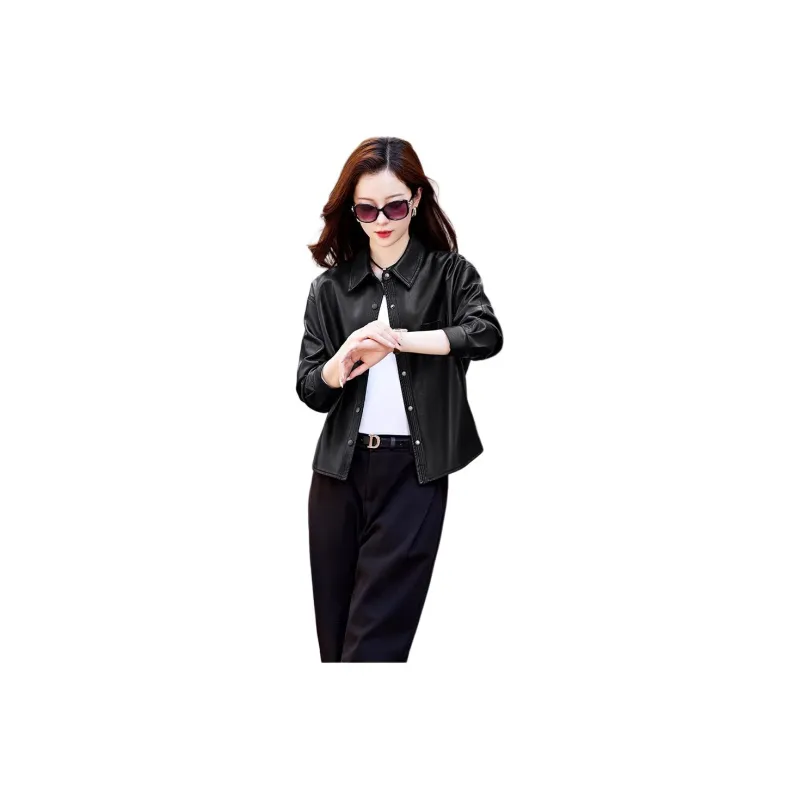 Yi Mengyuan Leather Jacket Women's-0