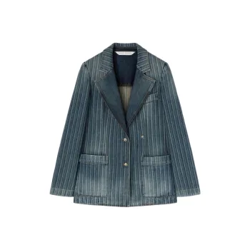 PALM ANGELS Pinstripe Denim Blazer