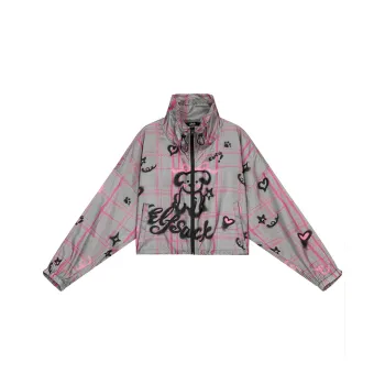 ELF SACK Cropped Coat Women's Gray Pink