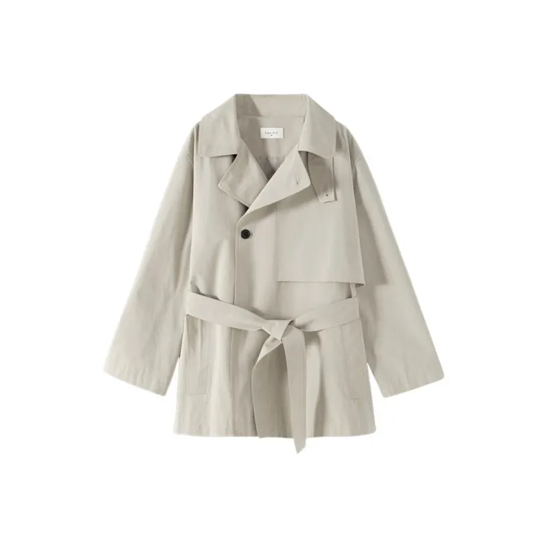 Hacikis Trench Coat Women's Cool Beige Wrap-0