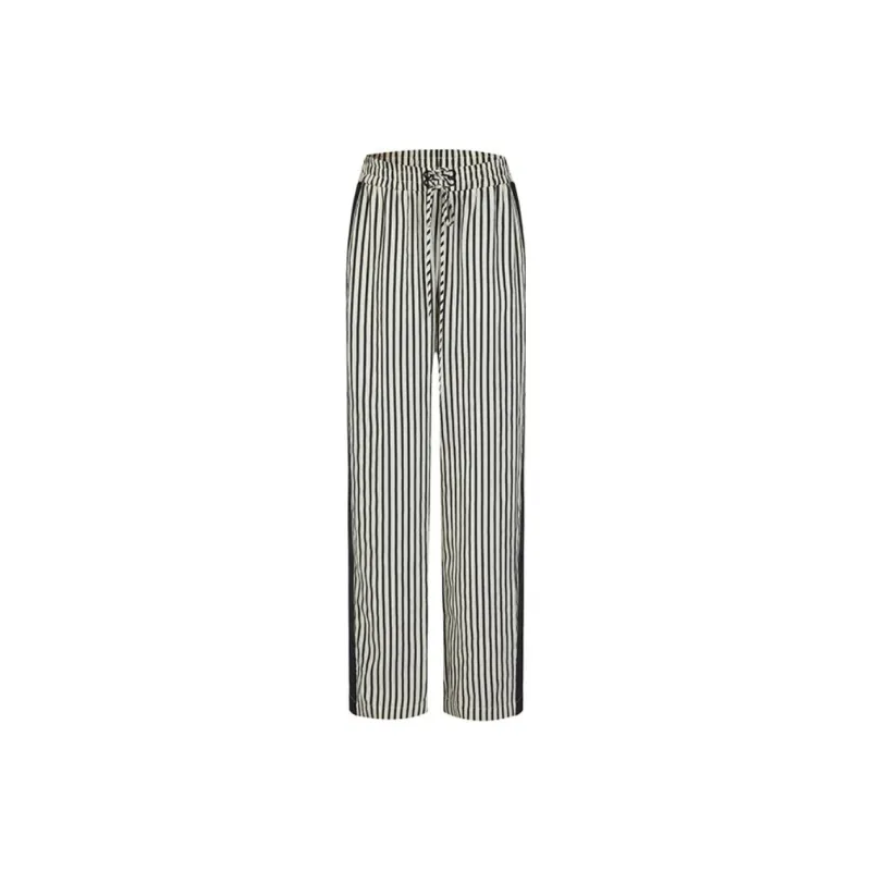 N ONE Casual Pants Women's Black White Stripes-0